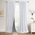 Beige White 100% Blackout Linen Curtains by Guken