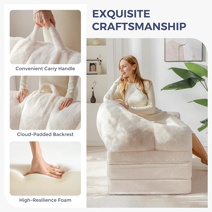 MAXYOYO Folding Sofa Bed, 2 in 1 Convertible Sofa to Lounger | Comfy Loveseat - Image 8
