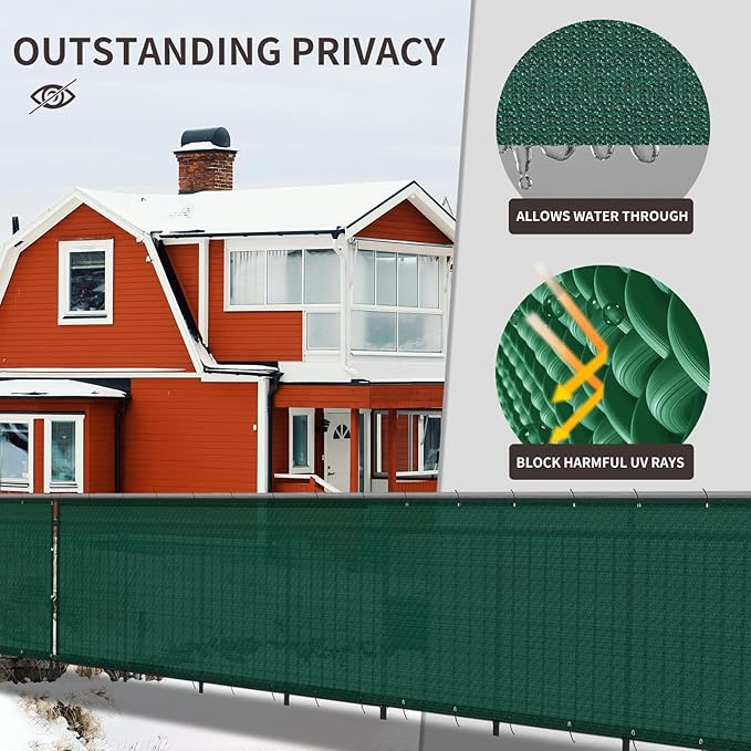 LOVE STORY Custom Size 3' x 34' Balcony Privacy Screen Cover, Dark Green | HDPE - Image 4
