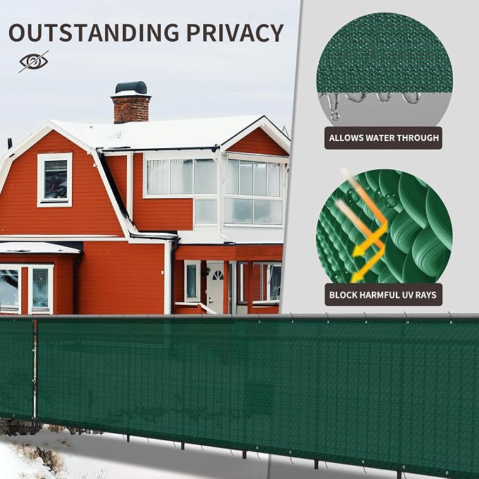 LOVE STORY Custom Size 3' x 22' Balcony Privacy Screen Cover, Dark Green | HDPE - Image 4