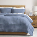 WDCOZY Dusty Blue Cloud Quilt Set King Size, Lightweight Soft Cross Stitch by WDCOZY