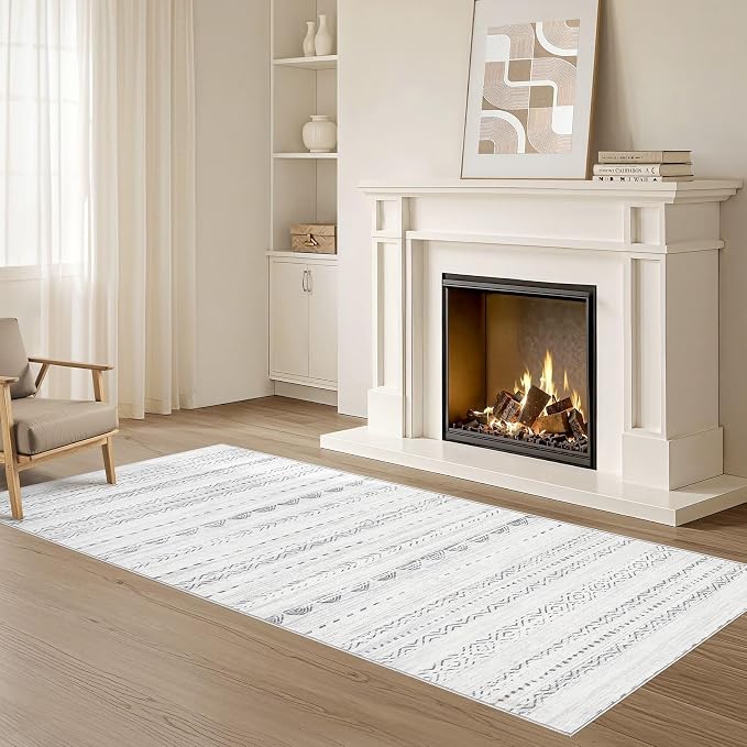 Nakagishi Boho 2x6 Runner Rug Machine Washable Rugs Non Slip Gray | Soft - Image 8
