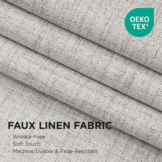 Joydeco Greyish White Curtains for Bedroom 2 Panels Set, Faux Linen Textured - Image 4