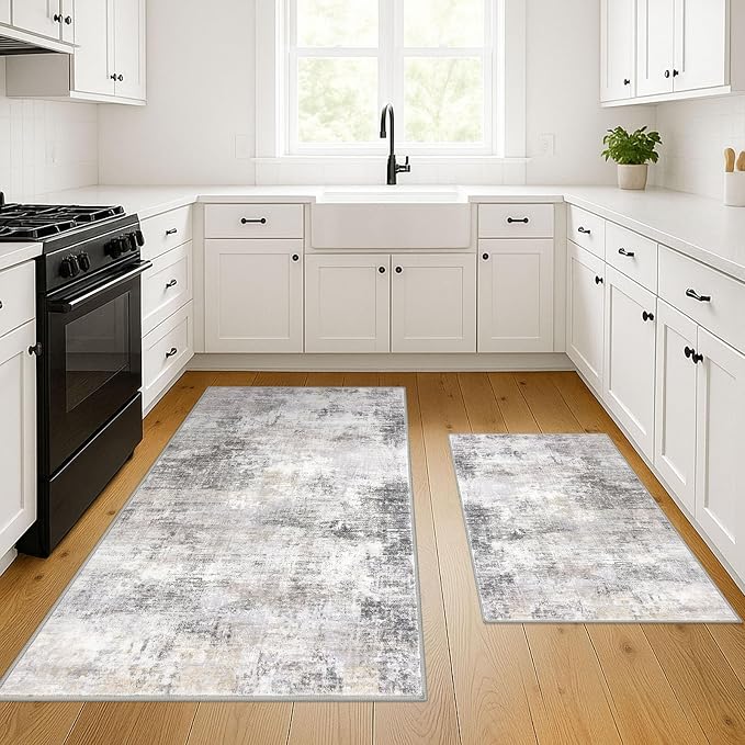 Small Abstract Area Rug Sets 2x3 and 3x5 Ft Door Mat Indoor Set, Washable Rugs - Image 3