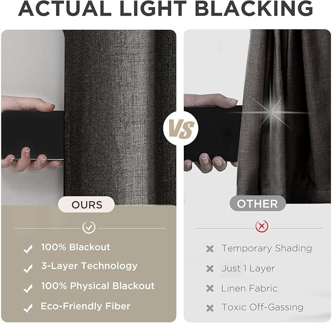 Joydeco Charcoal Grey Blackout Curtains 108 Inches Long, Extra Long Curtains - Image 6