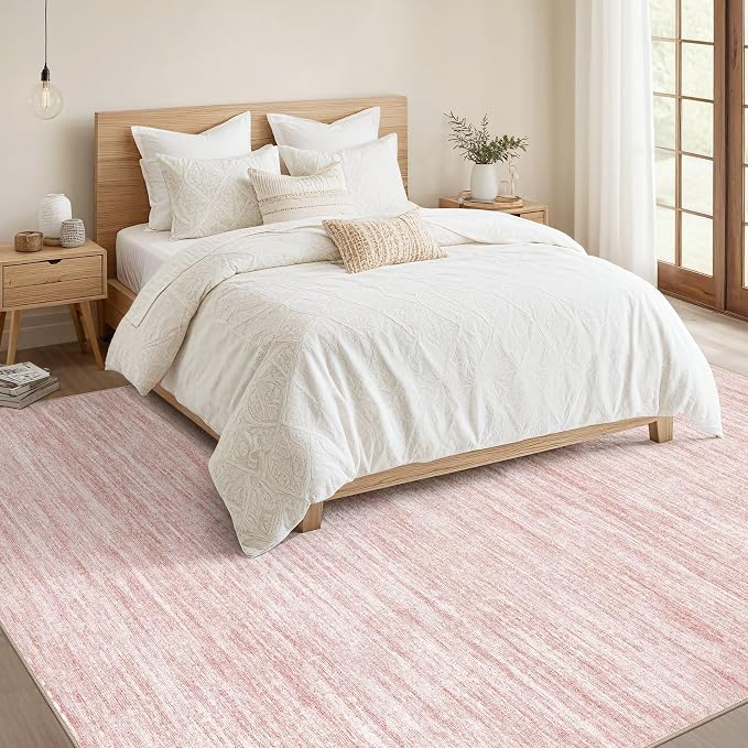 Nakagishi Boho 8x10 Area Rug Living Room Rugs Machine Washable Pink | Soft - Image 5