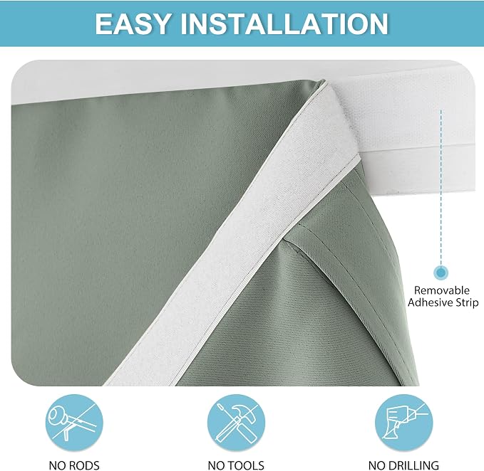 RYB HOME Adhesive Blackout Curtains 72 inches Long - Image 2