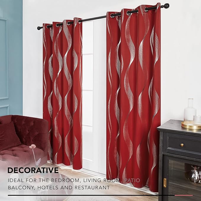 Deconovo Curtains for Living Room, Pattern Blackout Curtains 45 Inches Long | - Image 6