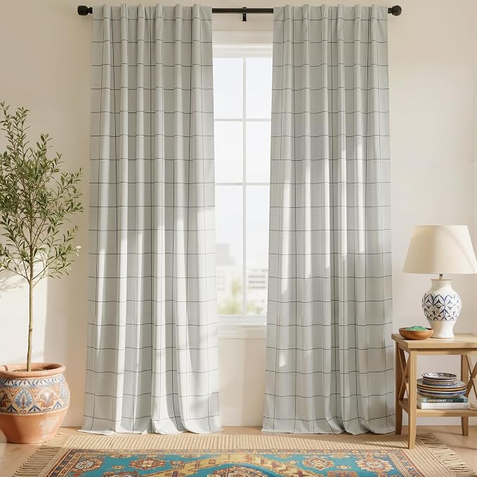 NICETOWN 100% Blackout Black Plaid Curtains by NICETOWN