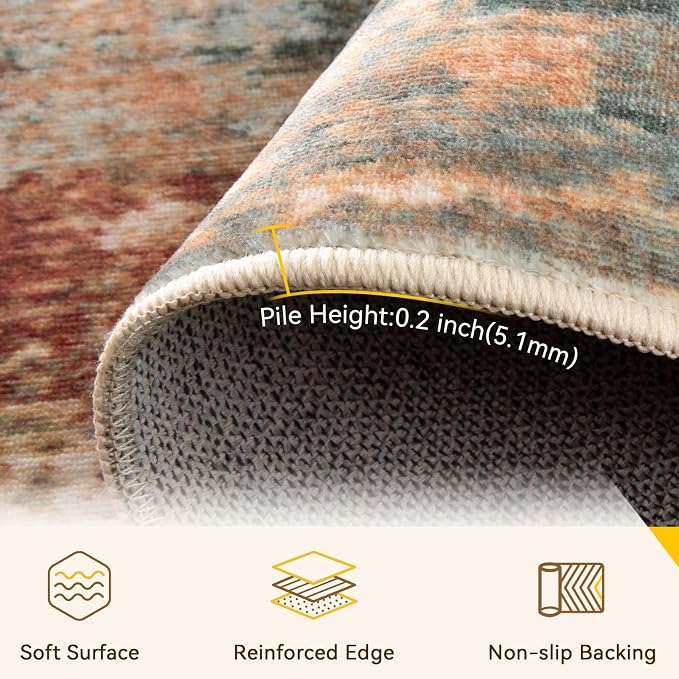 RELEANY Washable 6'x8' Abstract Area Rug - Image 4