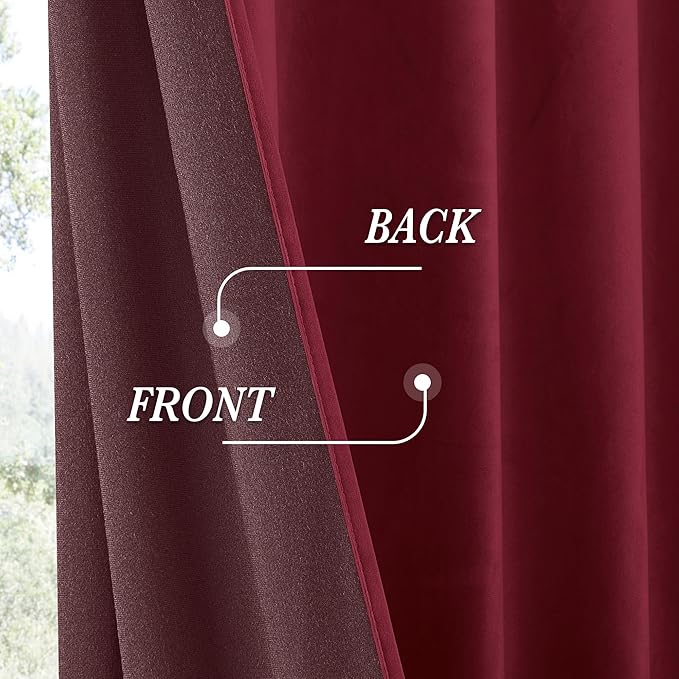 RYB HOME Velvet Curtains 108 inches Long, Extra Long High Ceiling Curtains | - Image 5