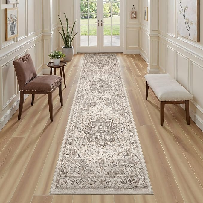 cotiled 2x8 Hallway Runner Rug for Entryway, Non-Slip Vintage, Light Brown | - Image 5