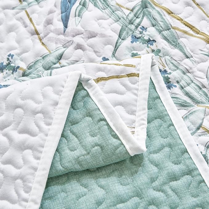 Flysheep Botanical Quilt Set 2 Pieces Twin Size, Soft Microfiber Lightweight - Image 5