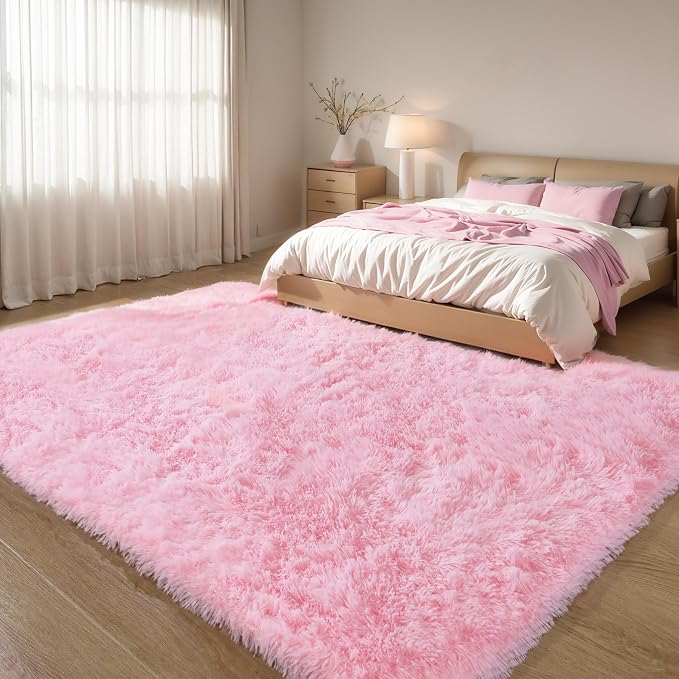 3x5 Pink Fluffy Shag Rug for Girls Bedroom, Plush Washable Carpet | Area Rug - Image 6