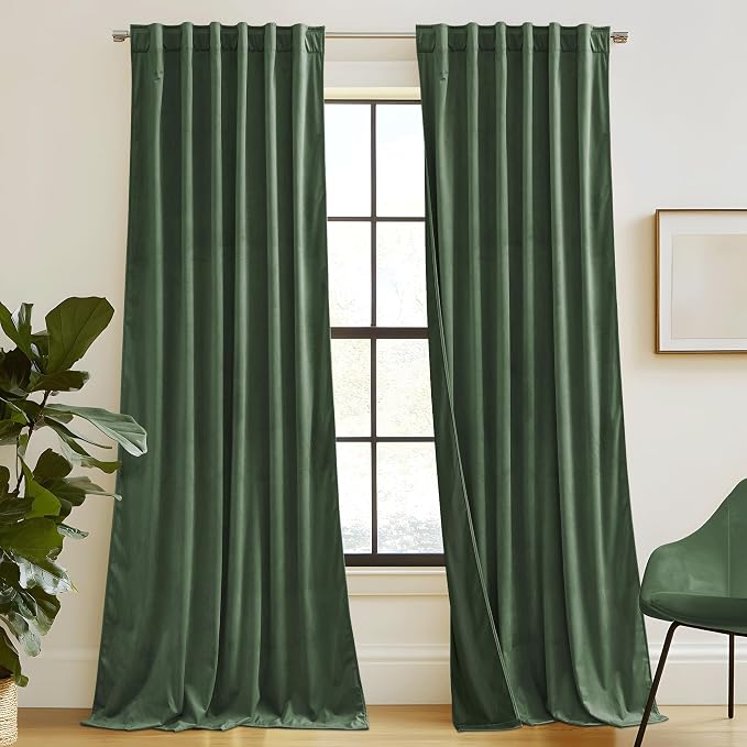 RYB HOME Velvet Curtains 102 inches Long, Extra Long High Ceiling Curtains | by RYBHOME
