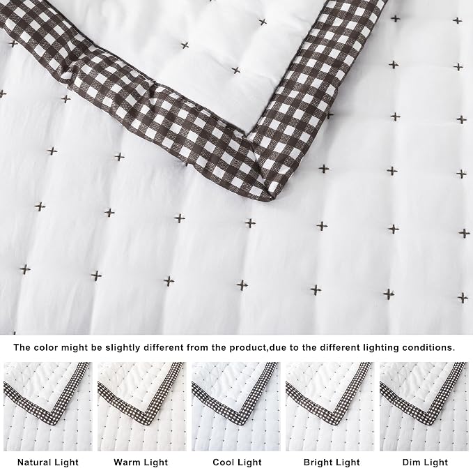 WDCOZY White Oversized King Quilt Set, California Cal King Rustic Bedspread - Image 5