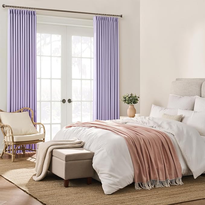 Pinch Pleated Lavender Blackout Curtains Short 2 Panels Set 45 Inch Length - Image 4