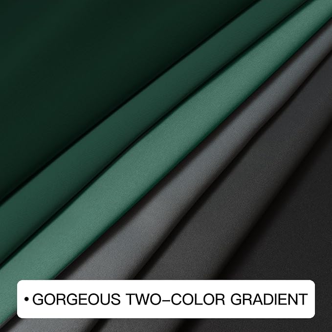 COSVIYA Grommet Ombre Dark Green and Black Curtains W52 x L84 Inch | Gradient - Image 7