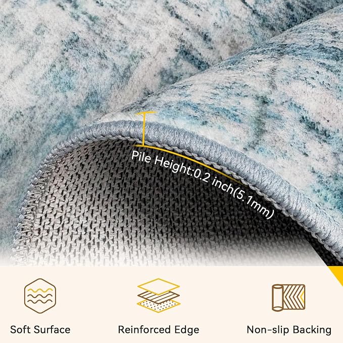 RELEANY Washable 5'x7' Abstract Area Rug - Image 4