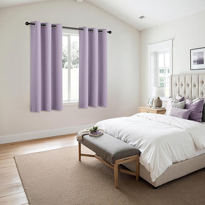 MIULEE Blackout Curtains for Bedroom 2 Panels 40 x 54 Inch Long Lilac | Thermal - Image 6