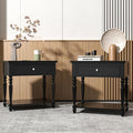 Solid Wood Nightstand with Charging Station, Traditional End Table with Drawers by Owipaw