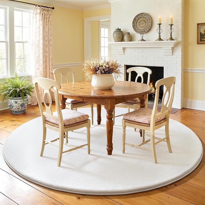 White Round Area Rugs 5ft Circle Rugs - Image 9