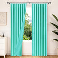 Etherealveil Turquoise Green Pinch Pleated Blackout Curtains 2P 60"x95" | Back by Etherealveil