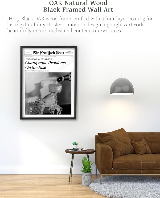 iHery 16x20in Champagne Problems on the Rise Framed Newspaper Art | Premium - Image 5