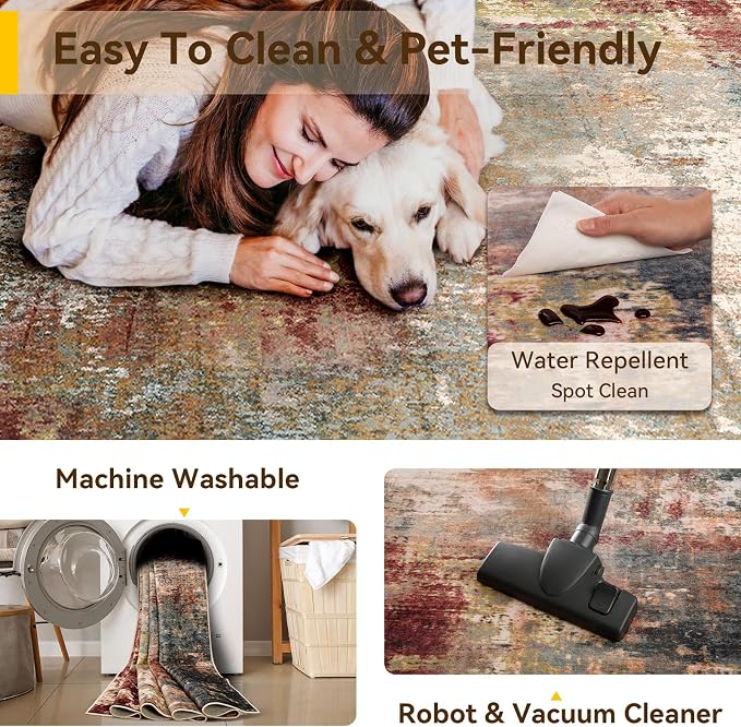 RELEANY Washable 8'x10' Abstract Area Rug - Image 5