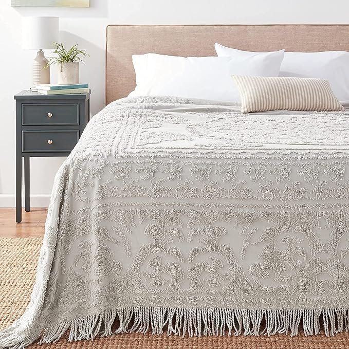 Beatrice Home Fashions Medallion Twin Cotton Chenille Bedspread, cozy plush - Image 5