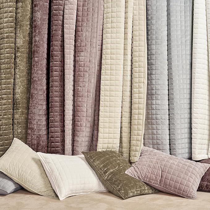 RECYCO Channel Box Stitch Velvet Quilt Set, King Size, Urban Taupe | Ultra Soft - Image 7