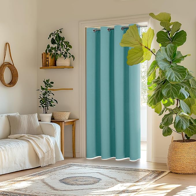 ChrisDowa Blackout Curtains Door Curtain 84 Inch Curtains Closet Drapes | 42W x - Image 2
