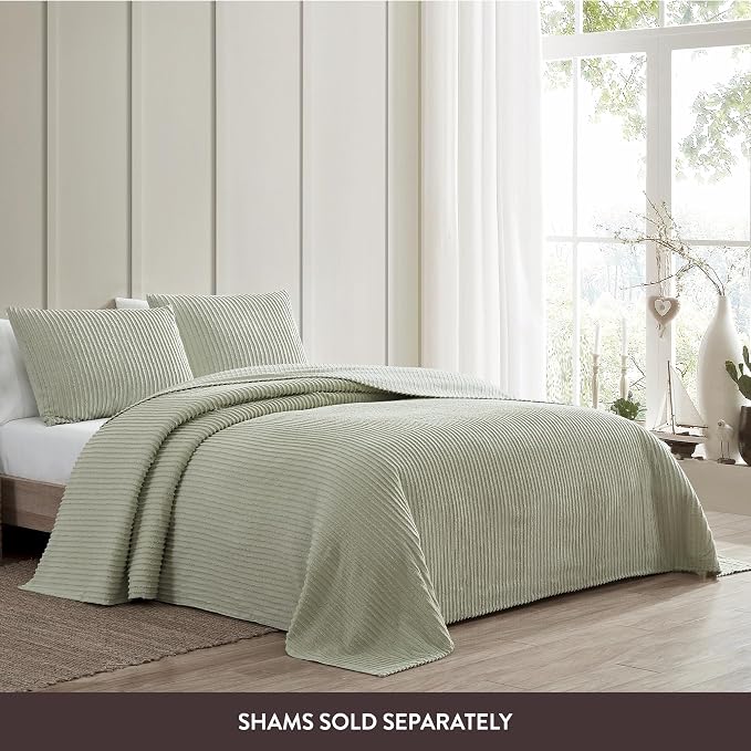 Beatrice Home Fashions Full Channel Chenille Bedspread, Sage | Soft, - Image 4
