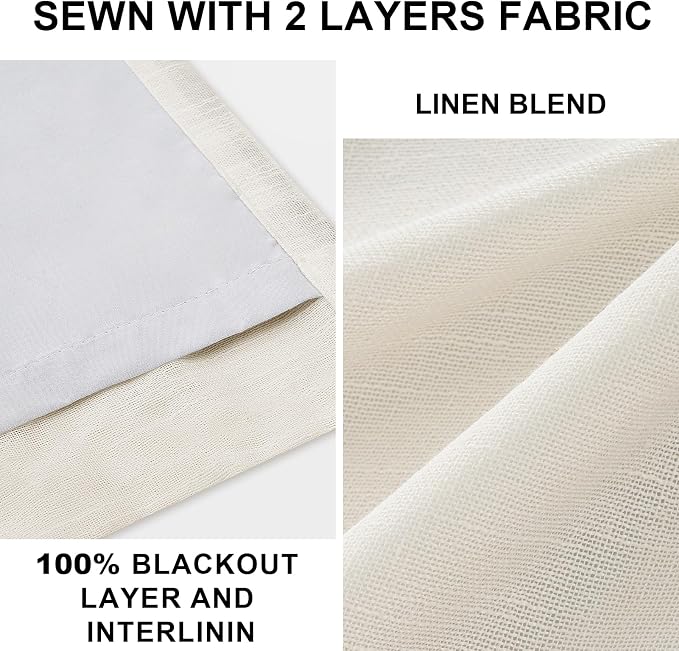 Topfinel Pinch Pleated Full Blackout Linen Curtains 92 Inch - Image 9