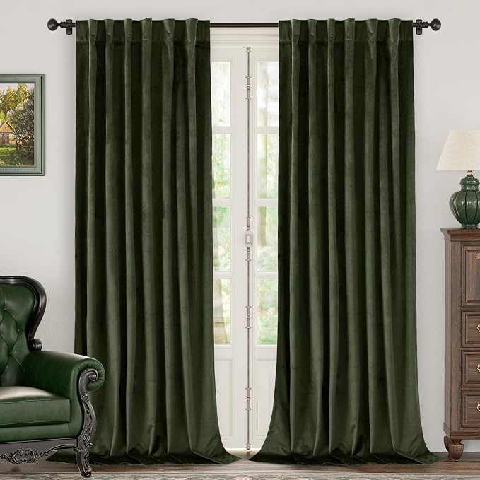 BGment Velvet Curtains for Living Room, 52 x 80 Inch, 2 Panels, Olive Green | by BGment