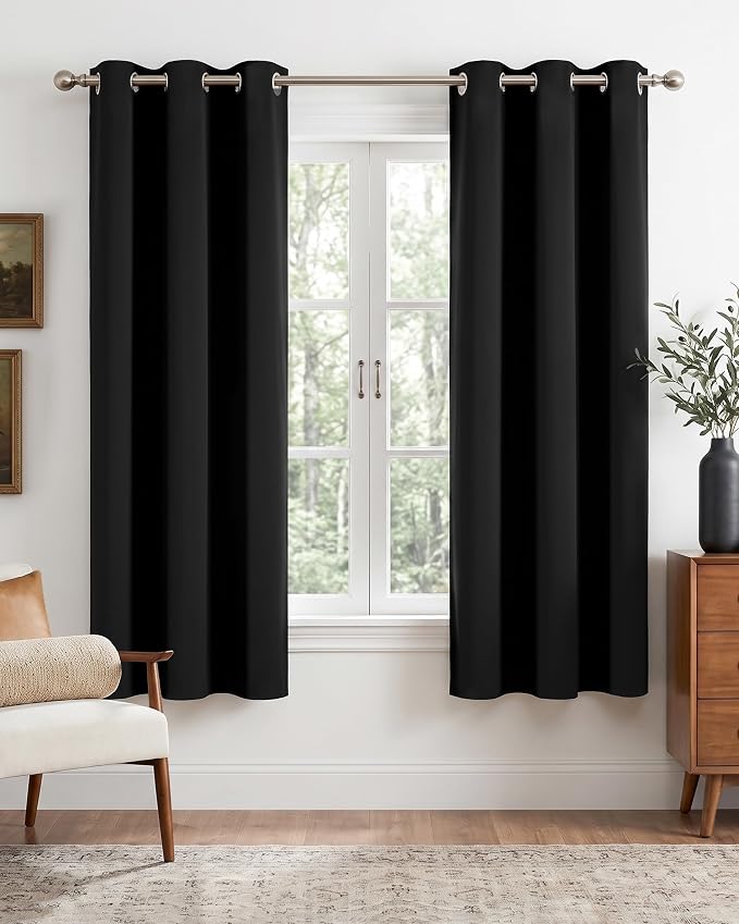 NICETOWN 100% Black Out Curtains 63 Inches Long 2 Panels by NICETOWN