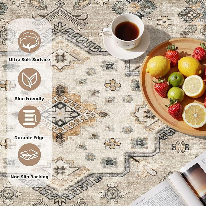 cotiled 8ft Round Living Room Area Rug, Traditional, Dining Room, and Home - Image 3