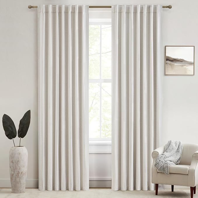 QJmydeco 78 Inch Long Linen Blackout Curtains, 2 Panels Set by QJMYDECO