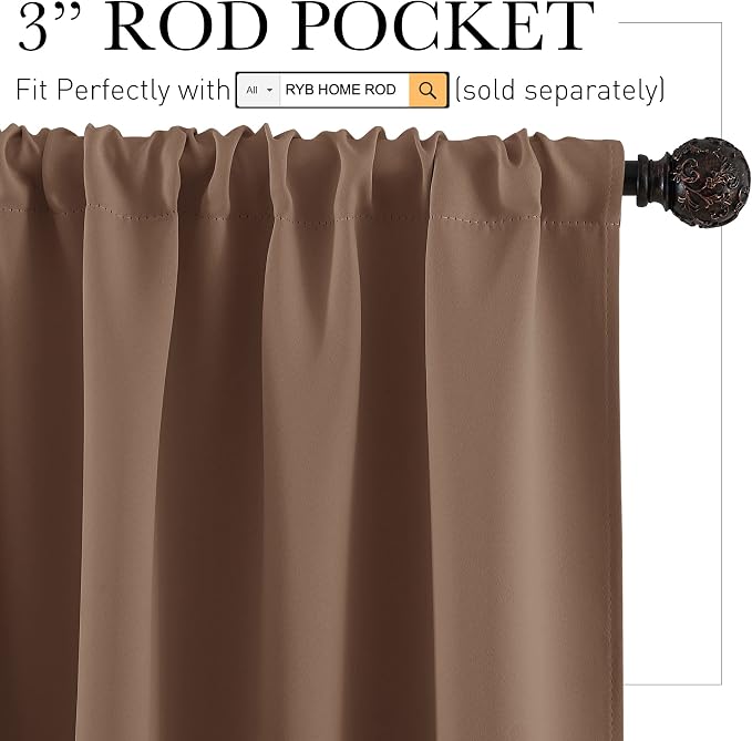 RYB HOME Blackout Curtains for Bedroom Living Dining Room 84 inches Long | - Image 3