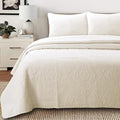 Cozy Line Home Fashions Ivory Cotton Quilt Set – 3-Piece Quilted Damask by CozyLineHomeFashions