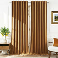 Timeper Gold Brown Velvet Curtains 96 inches 2 Panels, Light Blocking Curtains by Timeper