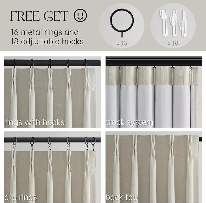 Grey Beige 90 Inches Long Linen Curtains - Image 8