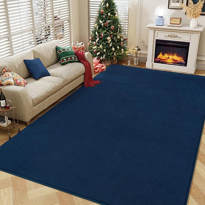 Navy Blue Area Rugs for Bedroom Living Room, 6x9 Memory Foam Rug | Thickened - Image 6