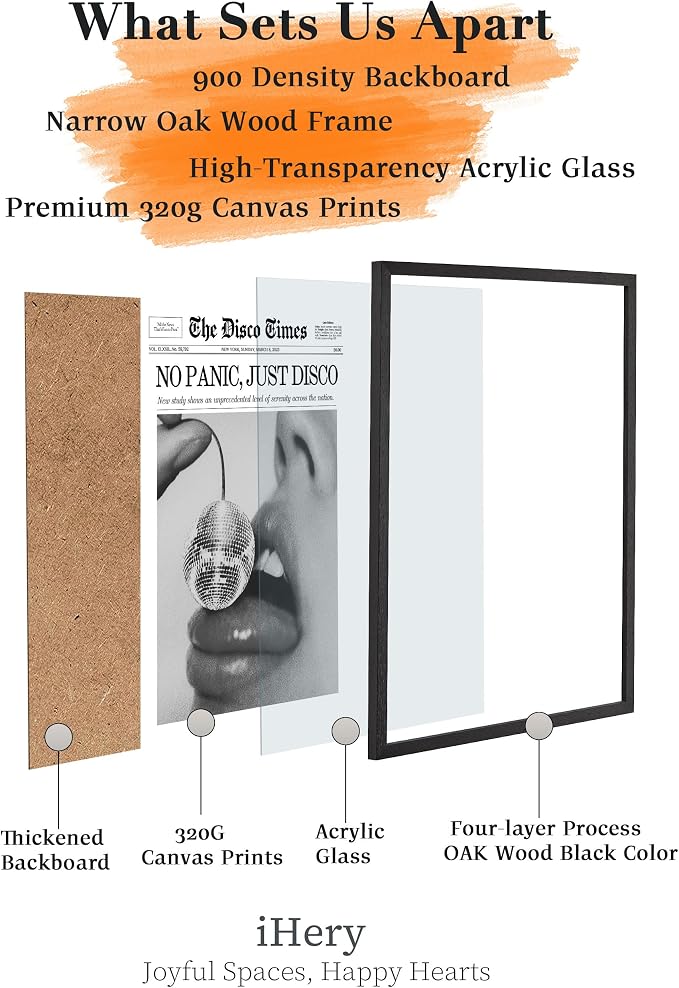 iHery 16x20in No Panic Just Disco Black Framed Newspaper Wall Art | Premium - Image 3