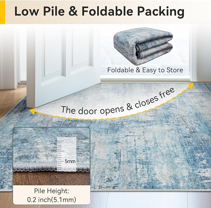 RELEANY Washable 5'x7' Abstract Area Rug - Image 6