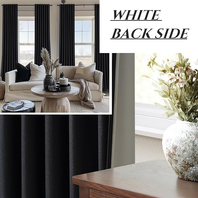 QJmydeco Black Out Kitchen Curtains 45 Inch Length 2 Panels Set, Modern Pleated - Image 2