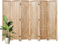 66.9Inch Folding Room Divider, 6 Panels Wood Carved Privacy Screens, Free by Svimi