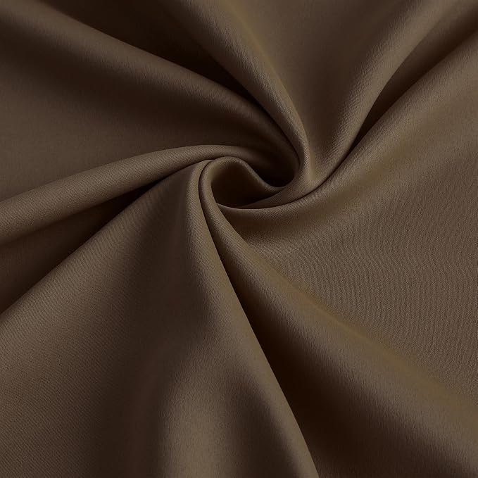 Brown Blackout Curtains 96 Inches Long, Soft Polyester Faux Silk Floor Length - Image 7