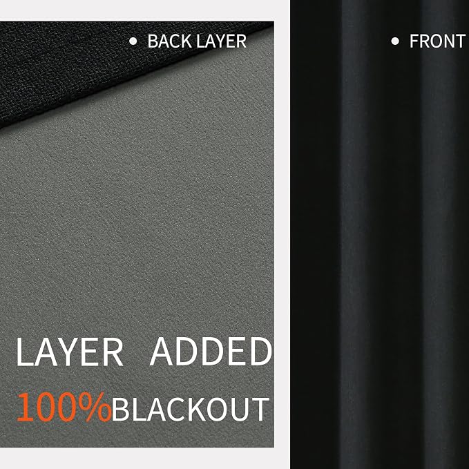 Joydeco Blackout Curtains 84 Inches Long 2 Panels Burg, Room Darkening Curtains - Image 3