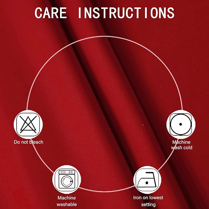 100% Blackout Curtains 52 x 63 Inch/Bright Red Curtains 2 Panels - Image 4